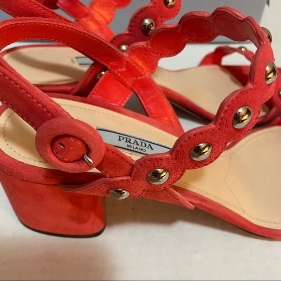 Prada Calzature Donna Suede Sandal, with studded straps , size38-8 - Picture 4 of 10